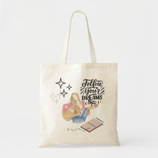 guitar girl vibe tote bag