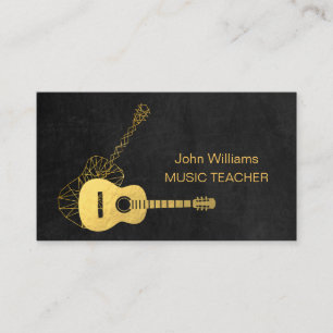 Guitar Gold Music Teacher DJ  Musician Geometric   Business Card