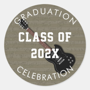 Guitar Graduation Envelope Seal Class of Sticker