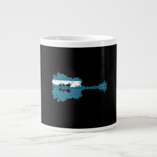 Guitar Guitar Lake Shadow Love Guitar Musician Large Coffee Mug
