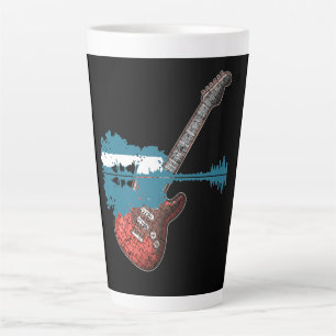 Guitar Guitar Lake Shadow Love Guitar Musician Latte Mug