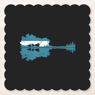 Guitar Guitar Lake Shadow Love Guitar Musician Paper Coaster