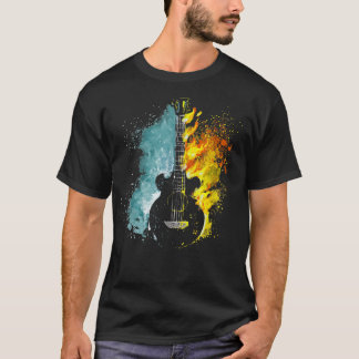 Guitar guitarist electric guitar fire and ice musi T-Shirt