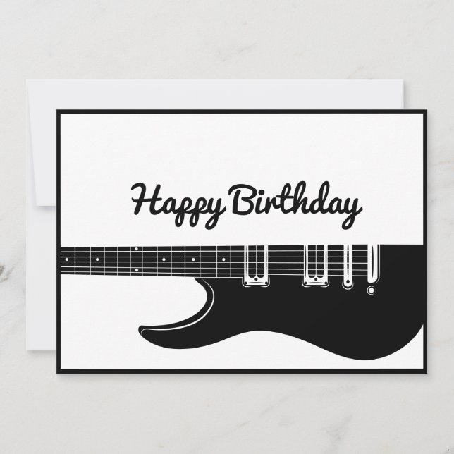 Guitar Happy Birthday Holiday Card (Front)