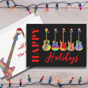 Guitar Happy Holidays Colourful  Holiday Card