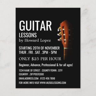 Guitar Head, Guitar Lessons Advertising Flyer