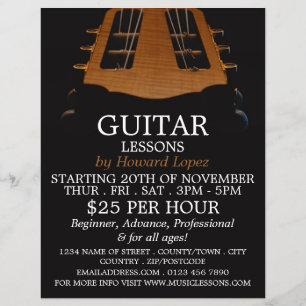 Guitar Head, Guitar Lessons Advertising Flyer