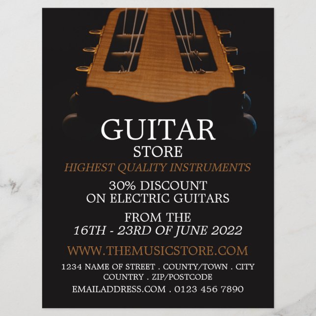 Guitar Head, Musical Instrument Store Flyer (Front)