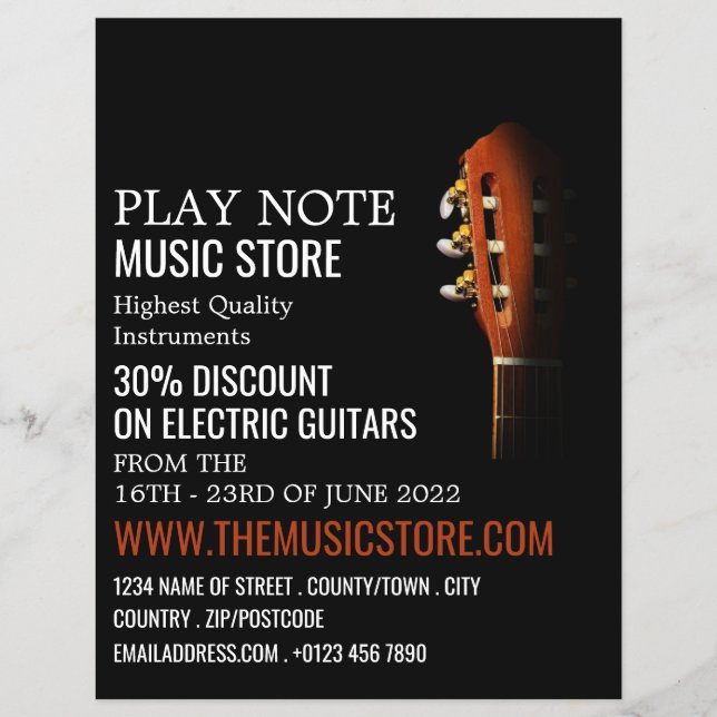 Guitar Head, Musical Instrument Store Flyer (Front)