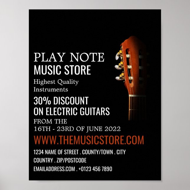 Guitar Head, Musical Instrument Store Poster (Front)