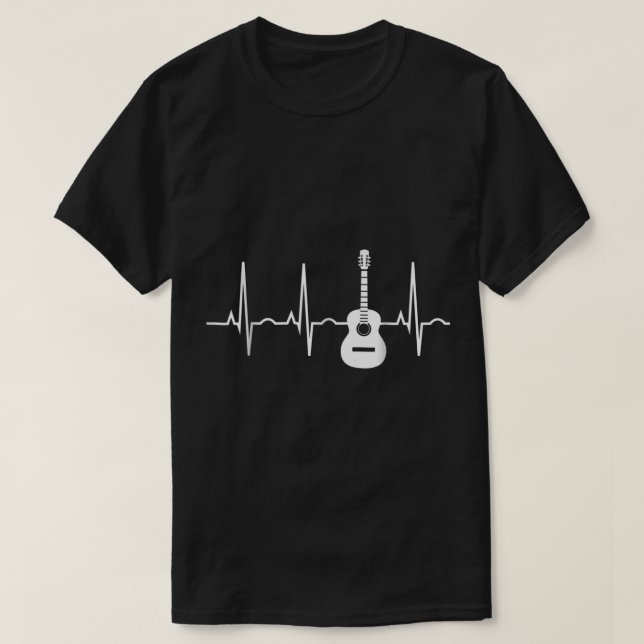 Guitar Heartbeat Line Music Lover Design T-Shirt (Design Front)