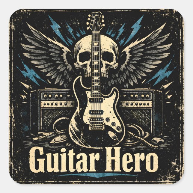 Guitar Hero – Rock Player Icon Square Sticker (Front)