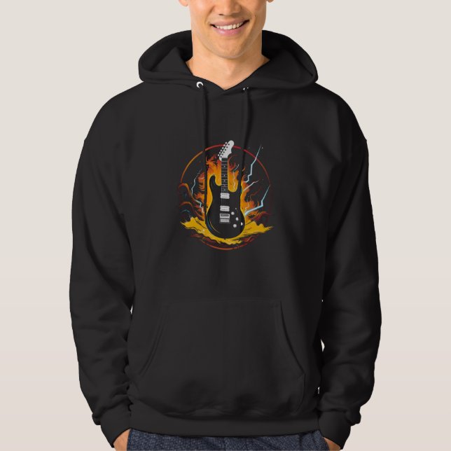 Guitar icon with lightning bolts hoodie (Front)