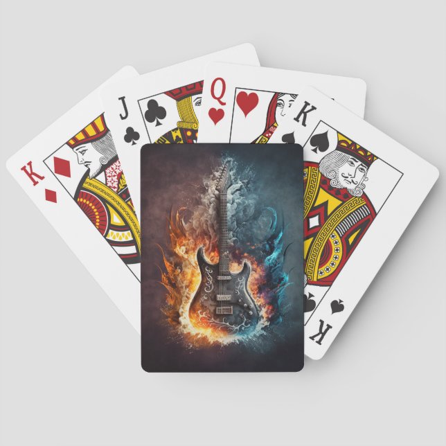 Guitar in flame playing cards (Back)