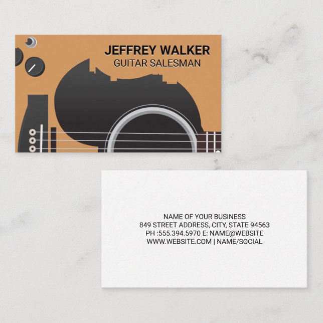Guitar Instrument Background Business Card (Front/Back)