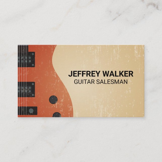 Guitar Instrument Grungy Background Business Card (Front)