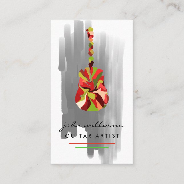 Guitar Instrument Music Teacher DJ Event Manager Business Card (Front)