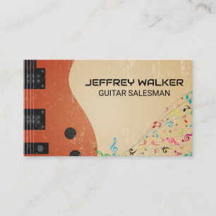 Guitar Instrument   Musical Notes Business Card