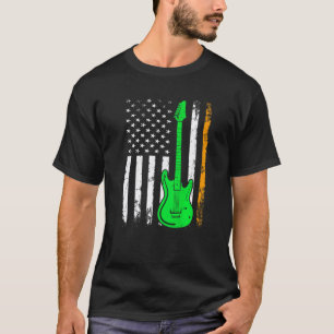 Guitar Irish American Flag St Patrick's Day Men W T-Shirt
