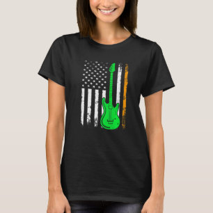 Guitar  Irish American Flag St Patrick's Day Men W T-Shirt