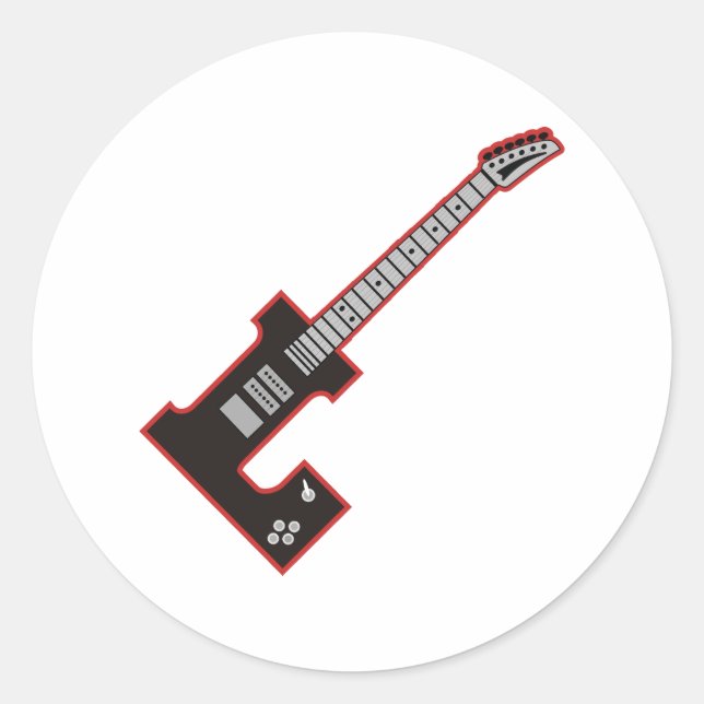 Guitar L Classic Round Sticker (Front)