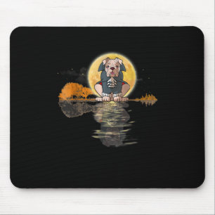 Guitar Lake Halloween Scary English Bulldog Moon Mouse Pad