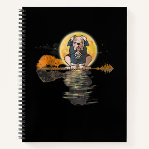 Guitar Lake Halloween Scary English Bulldog Moon Notebook