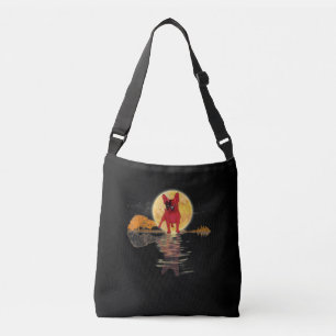 Guitar Lake Halloween Scary French Bulldog Moon Crossbody Bag