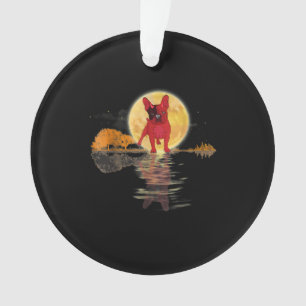 Guitar Lake Halloween Scary French Bulldog Moon Ornament