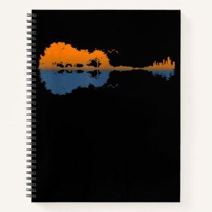 Guitar Lake Landscape Reflection Music Lovers Notebook