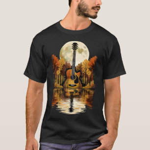 Guitar Lake Reflection Shadow Musician Acoustic T-Shirt