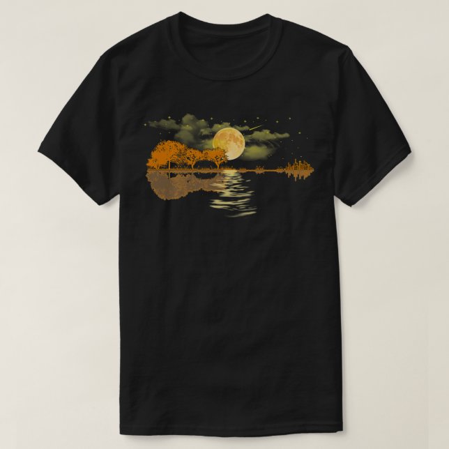 Guitar Lake Reflections Love Musician Acoustic Gui T-Shirt (Design Front)