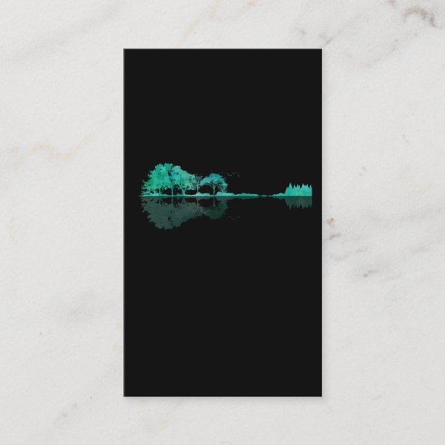 Guitar Lake Shadow Landscape Music Love Guitarist Business Card (Front)