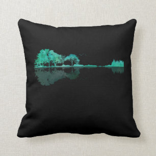 Guitar Lake Shadow Landscape Music Love Guitarist Cushion