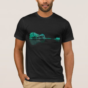 Guitar Lake Shadow Landscape Music Love Guitarist T-Shirt