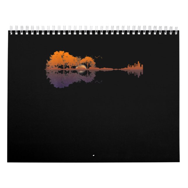 Guitar Lake Shadow Love Guitar Gift Music Lovers Calendar (Cover)