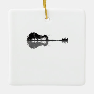 Guitar Lake Shadow Love Guitar Gift Music Lovers Ceramic Ornament