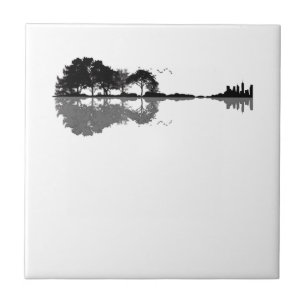 Guitar Lake Shadow Love Guitar Gift Music Lovers Ceramic Tile