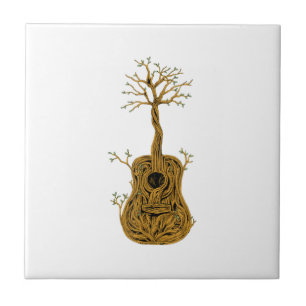Guitar Lake Shadow Love Guitar Gift Music Lovers Ceramic Tile
