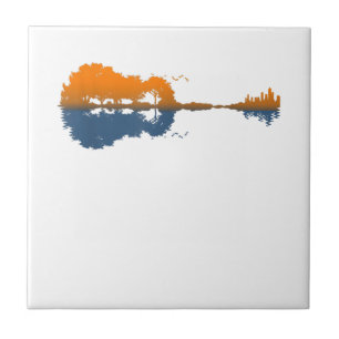 Guitar Lake Shadow Love Guitar Gift Music Lovers Ceramic Tile