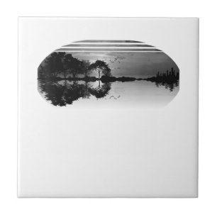 Guitar Lake Shadow Love Guitar Gift Music Lovers Ceramic Tile