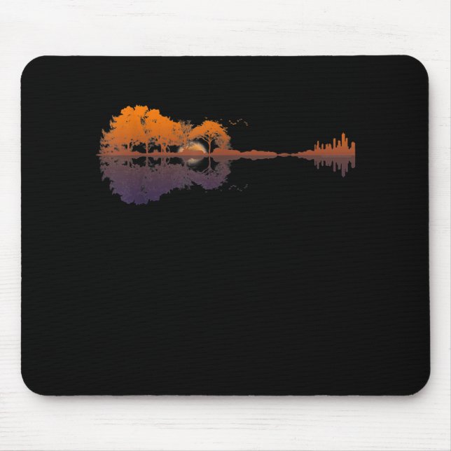 Guitar Lake Shadow Love Guitar Gift Music Lovers Mouse Pad (Front)