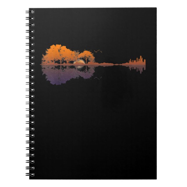 Guitar Lake Shadow Love Guitar Gift Music Lovers Notebook (Front)