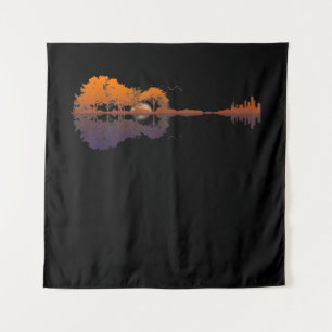 Guitar Lake Shadow Love Guitar Gift Music Lovers Tapestry