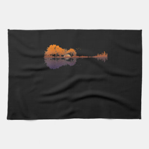 Guitar Lake Shadow Love Guitar Gift Music Lovers Tea Towel