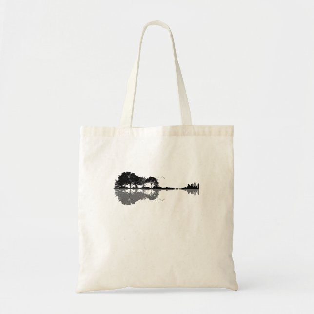 Guitar Lake Shadow Love Guitar Gift Music Lovers Tote Bag (Front)