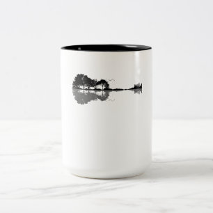 Guitar Lake Shadow Love Guitar Gift Music Lovers Two-Tone Coffee Mug