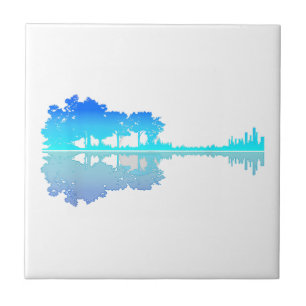 Guitar Lake Shadow Love Guitar Musician Ceramic Tile