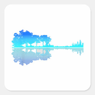 Guitar Lake Shadow Love Guitar Musician Square Sticker