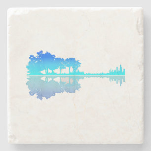 Guitar Lake Shadow Love Guitar Musician Stone Coaster